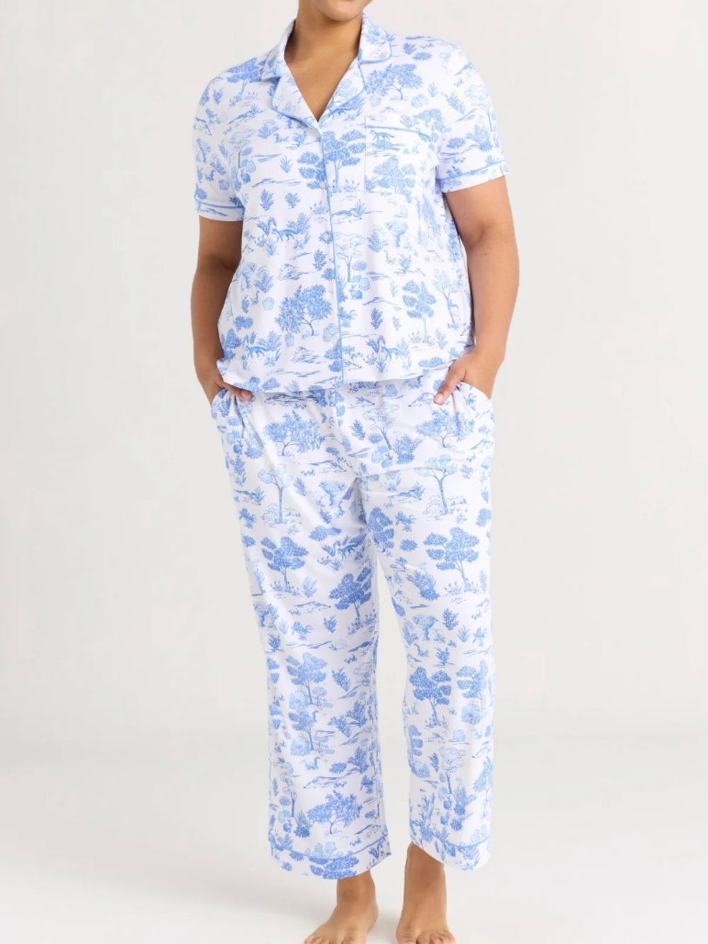 Joyspun Dreamy Soft Collection Toile Print Pajama Set XL Capri Pants
